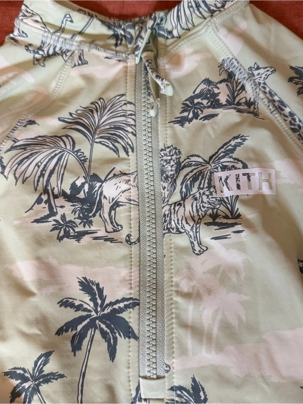 Kith Kids | Pale Green and team Palm Print Zip One-Piece